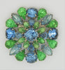 Carnegie Aqua & Lime Dimensional Shining Vintage Costume Pin Brooch