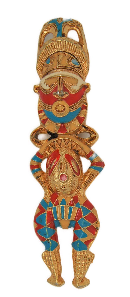 Totem Dancer Vintage Figural Costume Pin Brooch