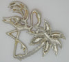 Serbin Flamingo Palm Tree Jade & Pink Rhinestones Vintage Figural Brooch