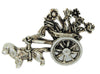 Lampl Dog Powered Flower Cart Vintage Figural Pin Brooch