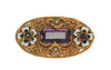 Antique Czech Mourning Garnet Amethyst Floral Filagree Pin Brooch