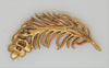 Mandle Gold Plate Rhinestone MOP Feathered Leaf Costume Figural Pin Brooch