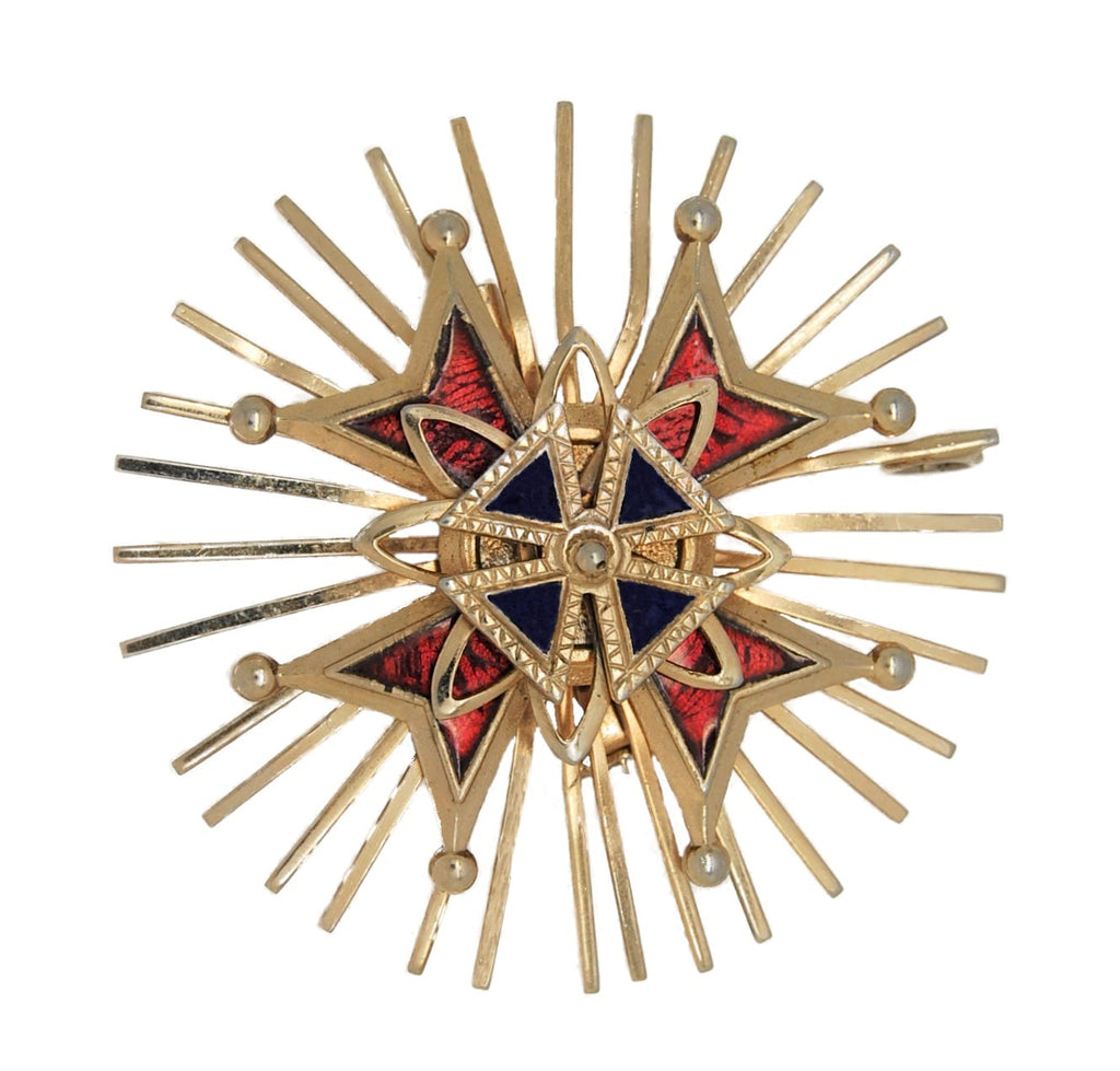 Reinad Signed Pin Wheel Dimensional Heraldic Shield Vintage Figural Pin Brooch