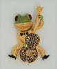 KJL Cheerful Guitar Frog Enamel Vintage Costume Figural Pin Brooch