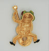 KJL Cheerful Guitar Frog Enamel Vintage Costume Figural Pin Brooch