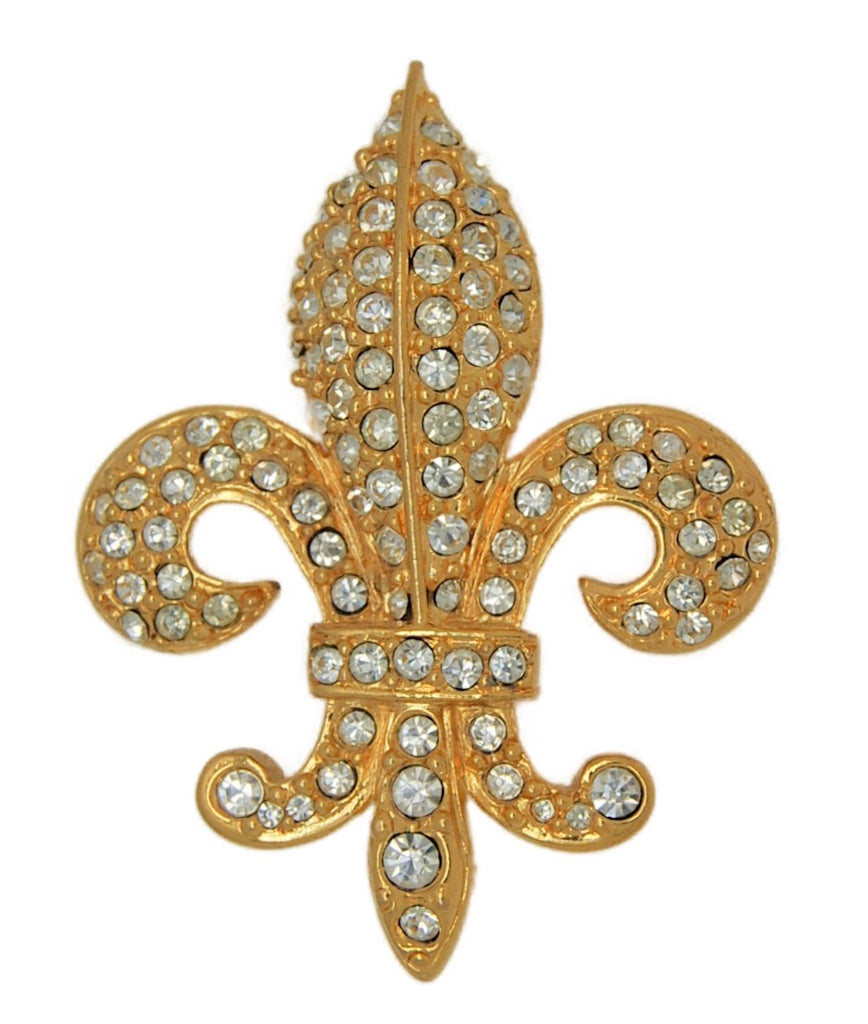 Joan Rivers Pave Rhinestone Fleur de Lis Vintage Figural Pin Brooch