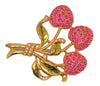 DuJay Jomaz Copy Cherry Rhinestones Enamel Vintage Figural Brooch