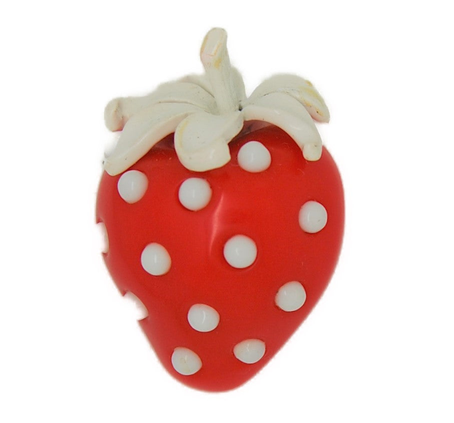 Trifari Summer Strawberry Berry Red & White Lucite Vintage Figural Pin Brooch