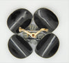 Black & White Big Metal Flower Vintage Costume Figural Pin Brooch