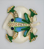 Trifari Frog Lilypad Lucite Jelly Belly Restrike Figural Pin Brooch - 1970s