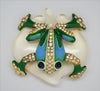 Trifari Frog Lilypad Lucite Jelly Belly Restrike Figural Pin Brooch - 1970s