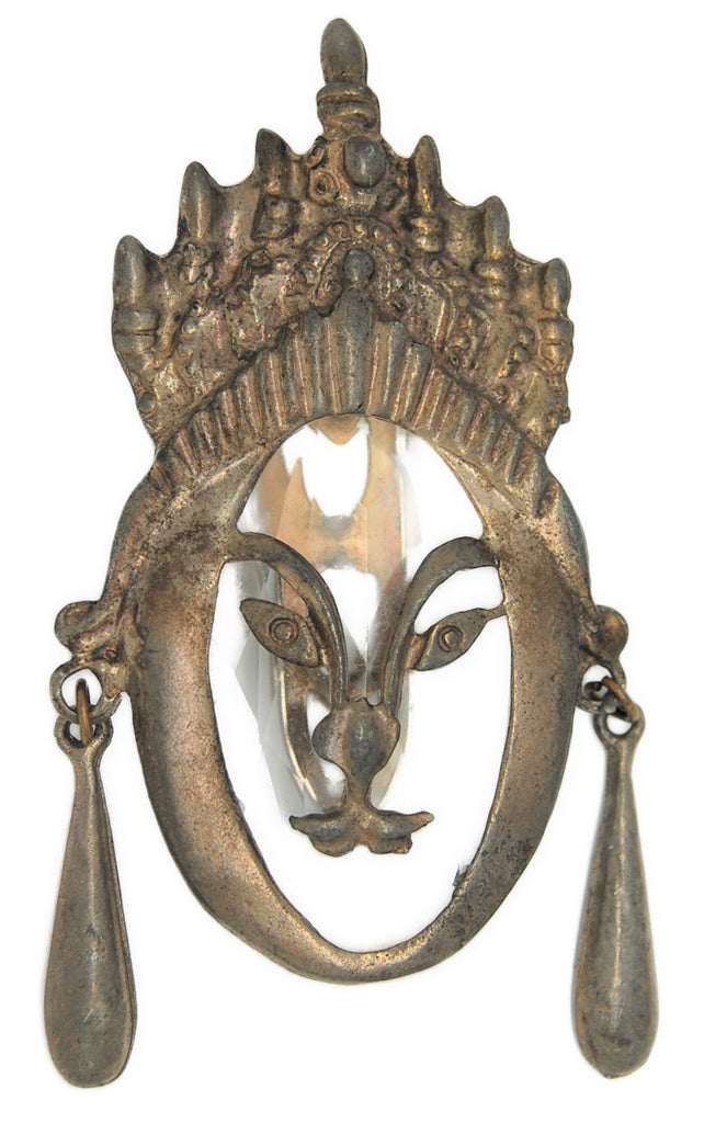 LIDZ Bros NY Glass Face Mask Dress Clip Vintage Figural Pin Brooch