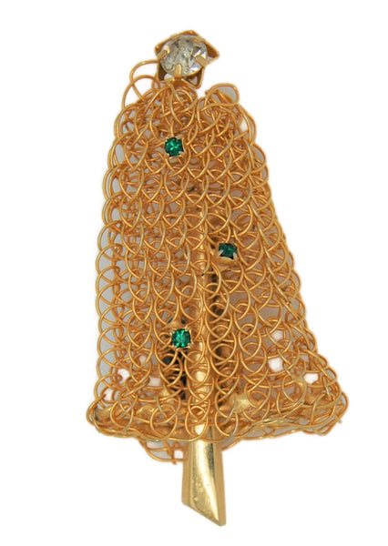 Eisenberg Gold Plate Woven Wire Christmas Bell Vintage Figural Brooch