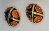 Joan Rivers Black & Tan Enamel Bracelet & Matching Earrings 1990s