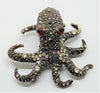KJL Anthracite Black Ruby Eyed Octopus Vintage Costume Figural Pin Brooch