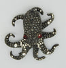 KJL Anthracite Black Ruby Eyed Octopus Vintage Costume Figural Pin Brooch