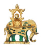 Carnegie Elephant Howdah Jade Celluloid Vintage Figural Pin Brooch
