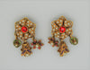 Graziano Bee Flower Dangle Pearl Rhinestones Vintage Figural Earrings