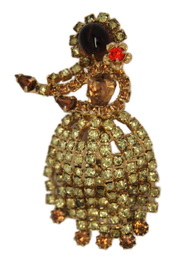 Hobe Hula Hawaiian Dancer Trembler Flower Vintage Figural Pin Brooch - 1960s