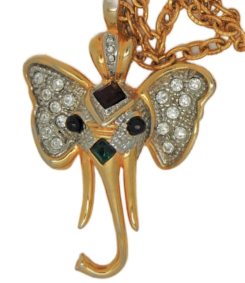 Attwood & Sawyer A&S Mogul Elephant Pendant Vintage Figural Necklace