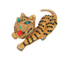 Vintage Tiger Cat Black Striped Figural Costume Brooch