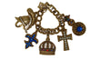Royal Crown Cross Helmet Fleur de Lis Charms Vintage Figural Bracelet