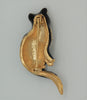 Green Eyed Kitty Cat Flow Black Enamel Vintage Figural Pin Brooch