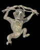 Carnegie Swinging Monkey Silver Tone Vintage Figural Brooch 1950s