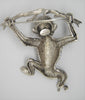 Carnegie Swinging Monkey Silver Tone Vintage Figural Brooch 1950s
