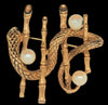 Erwin Pearl Bamboo Pearl Snake Fence Vintage Figural Brooch