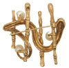 Erwin Pearl Bamboo Pearl Snake Fence Vintage Figural Brooch