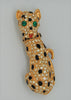 Sphinx Pave Rhinestone Spotted Leopard Vintage Costume Figural Pin Brooch
