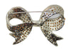 Mid-Century Pave Rhinestone Bow Vintage Figural Pin Brooch