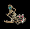 Mazer Skier Trailing Bobble Hat Vintage Figural Pin Brooch