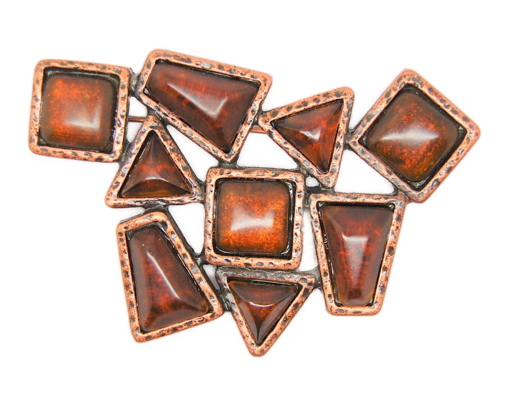 Mid-Century All Angles Copper Alloy Vintage Figural Brooch