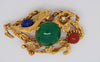 Swoboda Triple Dragon Jade Carnelian Vintage Figural Pin Brooch