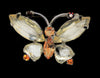 Butterfly Transparent & Amber Stones Vintage Figural Pin Brooch