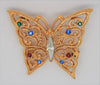 Monet Butterfly Gold Tone Rhinestones Vintage Figural Pin Brooch