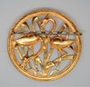 Coro Flamingo Pink in Reeds Circle Vintage Figural Pin Brooch