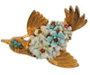 Samsan SA Floral Art Glass Bird Vintage Figural Pin Brooch