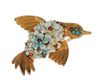 Samsan SA Floral Art Glass Bird Vintage Figural Pin Brooch