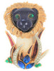 Carnegie Lion in the Grass Royal Blue & Cream Vintage Figural Pin Brooch