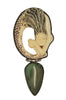 Carved Faux Scrimshaw Mermaid Jade Sterling Dangle Vintage Figural Necklace Brooch