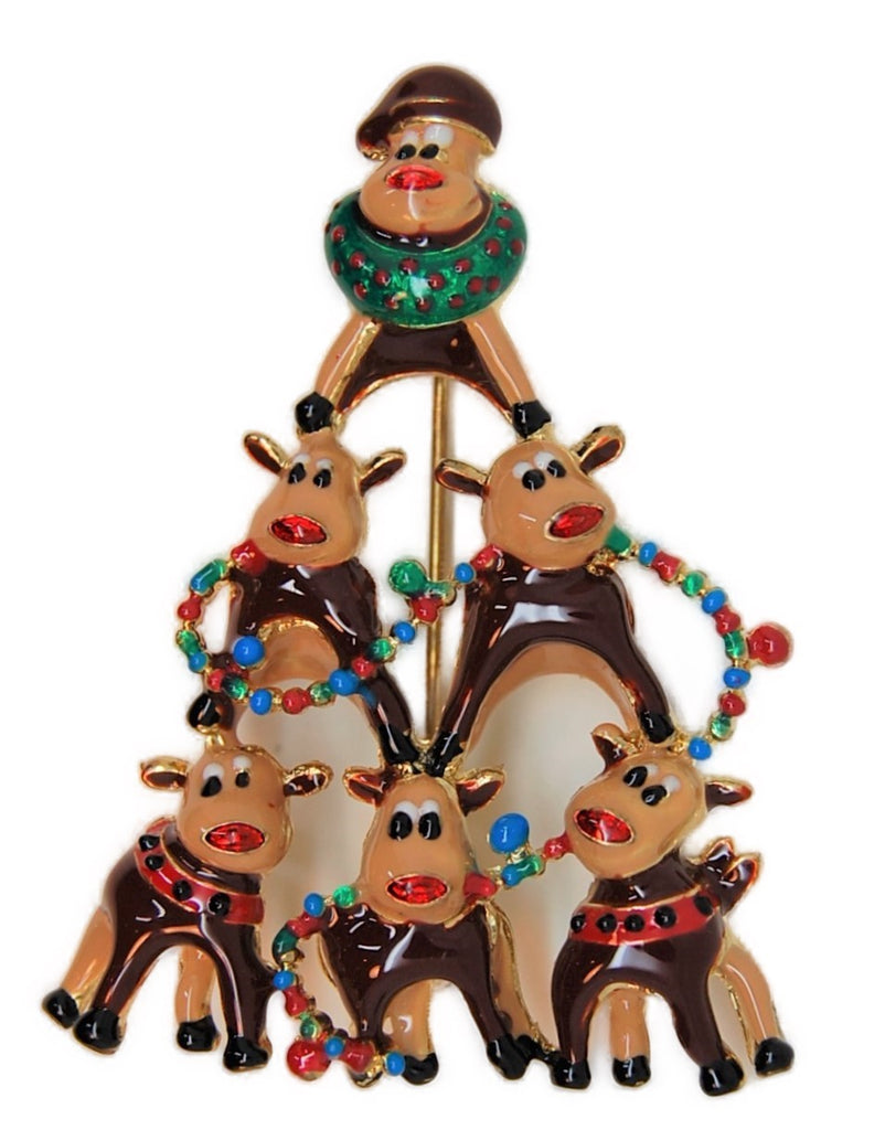 Reindeer Christmas Holiday Tree Enamel Pin Brooch