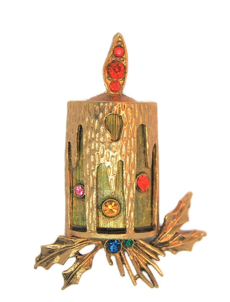 ART Christmas Candle Vintage Costume Figural Pin Brooch 1960s