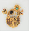 Goldette Stick Pin Woven Wire Basket Vintage Figural Pin Brooch