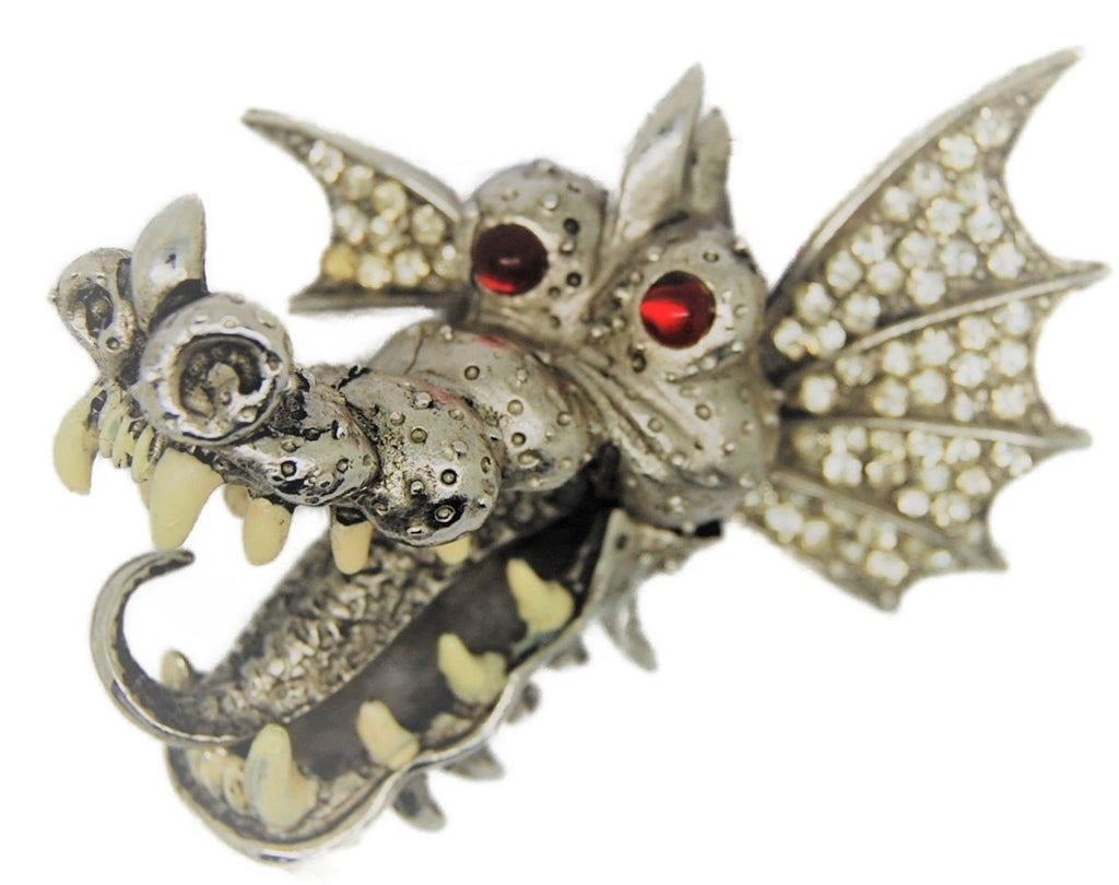 Carnegie Ferocious Toothy Dragon Vintage Figural Pin Brooch - HTF