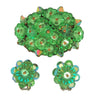 Carnegie Lime Rivoli Crystal Flowers Vintage Costume Brooch & Earring Set