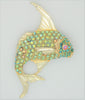 Sparkling Ciner-Look Greens AB Stones Fish Vintage Costume Figural Pin Brooch
