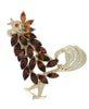 Craft Dark Amber Crowing Rooster Vintage Figural Pin Brooch